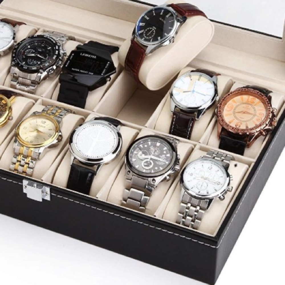 Black leather Watch display case - Picture 4 of 5